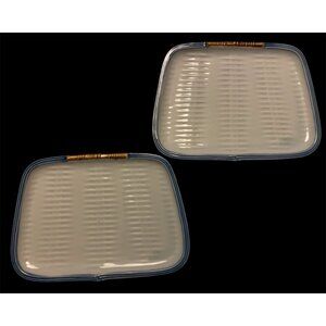 2 Japanese Sushi Sashimi Serving Plates Ceramic Ribbed Bottom Bamboo Accent